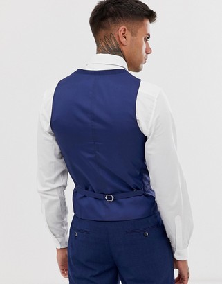 Harry Brown slim fit semi plain navy waistcoat