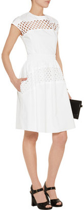 Carven Broderie Anglaise-Paneled Cotton Dress
