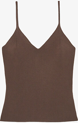 Reiss Womens Mink Lucy V-Neck Knitted Vest Top S