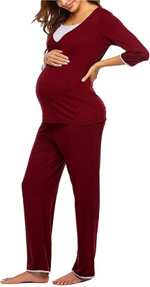 Arestory Women's Casual Maternity Pajamas Set 3/4 Long Sleeve T-Shirt  Tops+Pants Suit Solid Elastic Lounge Wear Soft Pregnant Nursing Nightgown  Pregnancy Nightshirt Sleepwear Plus Size Maxi Cloth Blue - ShopStyle