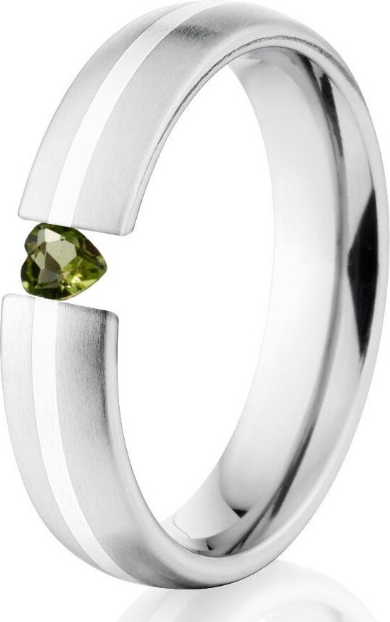 Etsy Titanium Tension Set Ring Sterling Silver Two Tone Band With Heart Peridot Women's