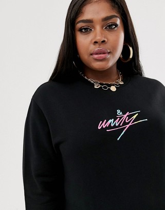 ASOS DESIGN x glaad& Curve oversized sweatshirt with embroidery