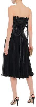 Dolce & Gabbana Strapless Lace-up Silk-chiffon And Tulle Midi Dress