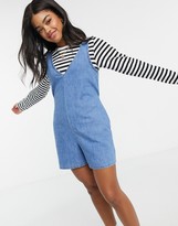 Thumbnail for your product : ASOS DESIGN soft denim slouchy v neck playsuit in blue
