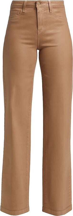 L'Agence Women's Clayton Coated High-Rise Wide-Leg Jeans - Cappuccino Coated - Size 24