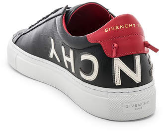 Givenchy Leather Urban Street Low Sneakers in Black & Red | FWRD