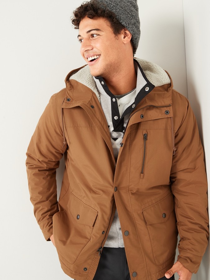 Old Navy Water-Resistant Sherpa-Lined Hooded Jacket for Men - ShopStyle  Outerwear