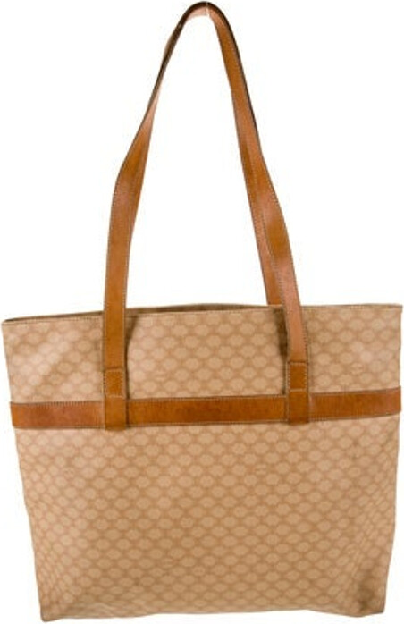 Celine Tote By Michael Kors Vintage Neutrals Colorblock Pattern Macadam Gold-Tone Hardware Leather Trim Dual Shoulder Straps Leather Trim Embellishment Leather Lining & Single Interior Pocket Zip Closure at Top