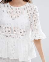 Thumbnail for your product : Pimkie Broderie Detail Frill Hem Top