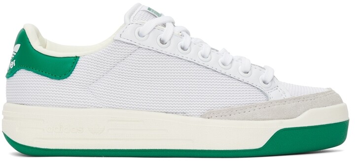 adidas White & Green Mesh Rod Laver Sneakers - ShopStyle