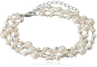 Bella Pearl Multirow Pearl Link Bracelet, 8" +2" Extender