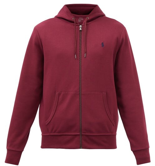 Polo Ralph Lauren Logo-embroidered Zip-through Hooded Sweatshirt - Burgundy  - ShopStyle