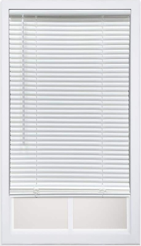 Perfect Lift Window Treatment White Cordless Light Filtering Eco Mini Blinds with 1 in. Slats-52 in. W x 64 in. L