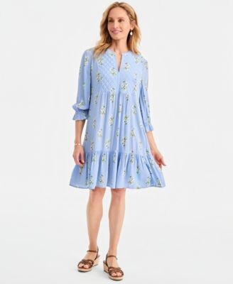 Style&Co. Style Co Womens Printed Quilted 3 4 Sleeve Dress Macys Exclusive