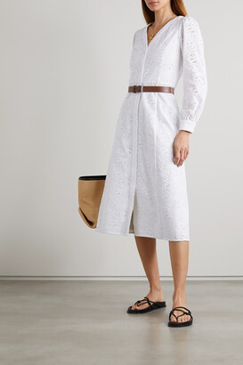 MICHAEL Michael Kors - Kate Belted Broderie Anglaise Cotton-voile Midi Dress - White