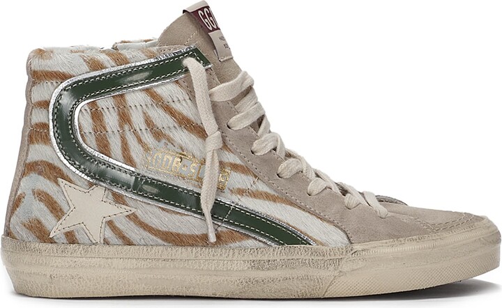 Golden Goose Slide Classic Horsy Upper Suede Toe And Tongue Lea