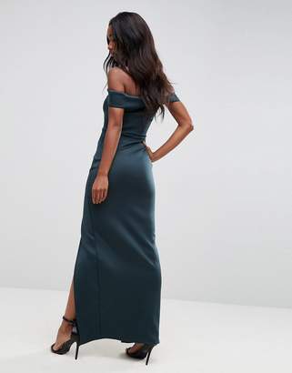 ASOS Scuba Bardot Wrap Maxi Dress