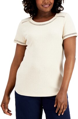 Karen Scott Crochet-Trim T-Shirt, Created for Macy's