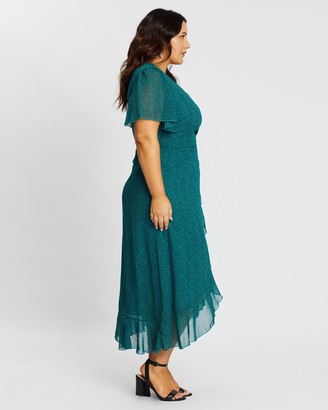 Atmos & Here Atmos&Here Curvy - Women's Green Midi Dresses - Trinity Wrap Front Midi Dress - Size 24 at The Iconic