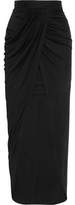Balmain Wrap-Effect Jersey Midi Skirt 