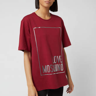 Love Moschino Women's Logo Box T-Shirt - Red - IT 40/UK 8 - Red