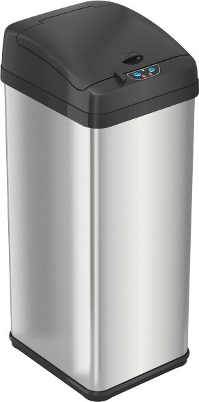iTouchless Sensor Kitchen Trash Can with AbsorbX Odor Filter 13 Gallon Silver Stainless Steel
