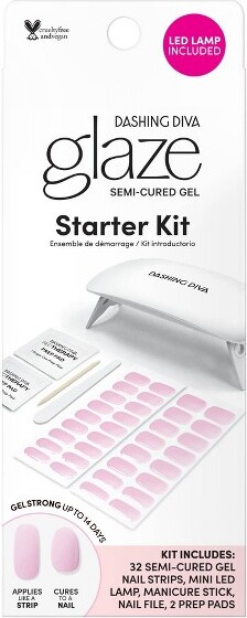 DASHING DIVA DashingDivaGlazeSemi-CuredGelNailPolishStripsStarterKit-LovelyPink-32ct