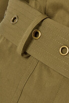 Thumbnail for your product : Michael Kors Collection Belted Organic Cotton-blend Poplin Jumpsuit - Army green