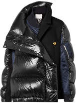 Thumbnail for your product : Sacai Oversized Wool-paneled Quilted Shell Down Coat - Black