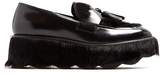 Thumbnail for your product : Prada Tassel Embellished Leather Flatform Loafers - Womens - Black