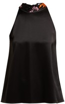 Thumbnail for your product : Osman Embellished Halterneck Satin Blouse - Black Multi
