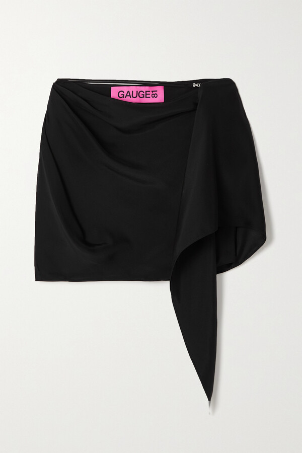 GAUGE81 Himeji Draped Silksatin Mini Skirt Black ShopStyle