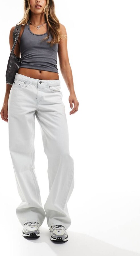 Baggy Jeans White Jeans Weekday Weekday Ample Low Waist Baggy Fit
