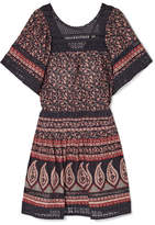 Thumbnail for your product : Sea Aurora Crochet-paneled Printed Cotton-voile Mini Dress