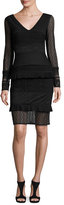 Thumbnail for your product : Talbot Runhof Mollie Tiered Mixed-Lace Cocktail Dress, Black