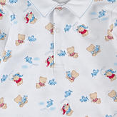 Thumbnail for your product : Kissy Kissy Printed Pima cotton polo and sky blue velvet trousers