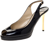 Thumbnail for your product : Jimmy Choo Black Patent Nova Peep Toe Platform Slingback Sandals Size 38
