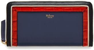 Mulberry 8 Card Zip Around Wallet Black, Chalk, Red Fox and Elephant Silky Calf Croc print