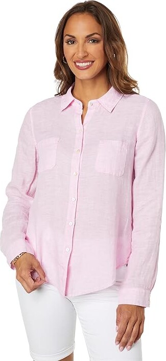 Lilly Pulitzer Sea View Button-Down Women's Clothing Urchin Pink : LG, Linen
