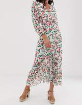 Thumbnail for your product : Dark Pink wrap midi skirt with frill in cherry print two-piece