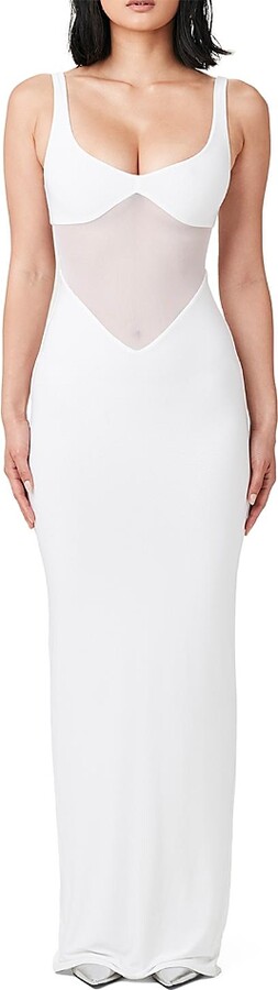 Naked Wardrobe Hourglass Mesh Contrast Dress