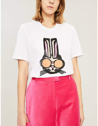 Markus Lupfer Alex Bunny-motif sequin-embellished cotton-jersey T-shirt