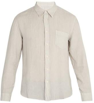 120% Lino Long Sleeved Linen Shirt - Mens - Light Grey