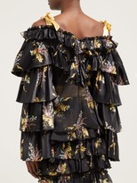 Thumbnail for your product : Rodarte Ruffled Floral-print Silk-blend Blouse - Black Multi