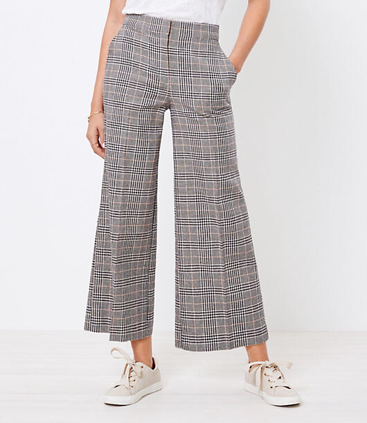 plaid wide leg cropped pants