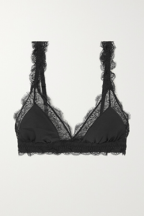 LOVE STORIES Dawn bow-detailed satin-trimmed lace soft-cup triangle bra