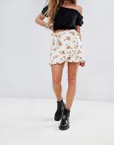Thumbnail for your product : Motel Front Mini Skirt With Ruffle Trim In Light Floral