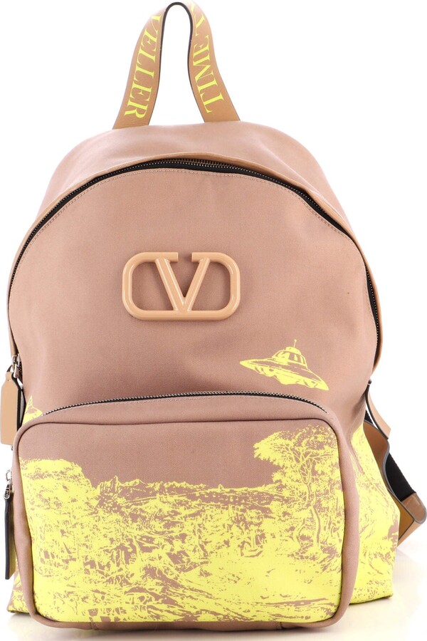 Valentino Black Fabric Backpack with Logo Applique