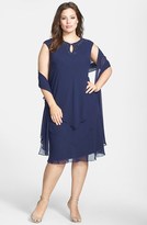 Thumbnail for your product : Alex Evenings Embellished Keyhole Tiered Chiffon Dress with Shawl (Plus Size)