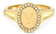 Zoe Lev 14K Yellow Gold Diamond Initial Signet Ring
